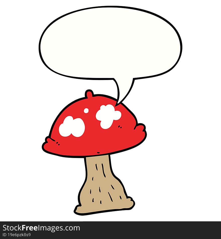 cartoon mushroom with speech bubble. cartoon mushroom with speech bubble