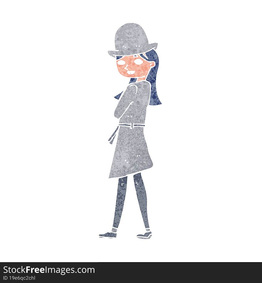 cartoon woman wearing sensible hat