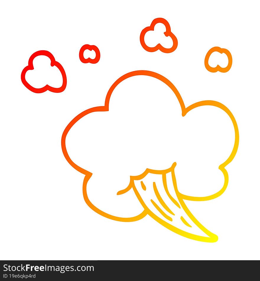 Warm Gradient Line Drawing Cartoon Whooshing Cloud