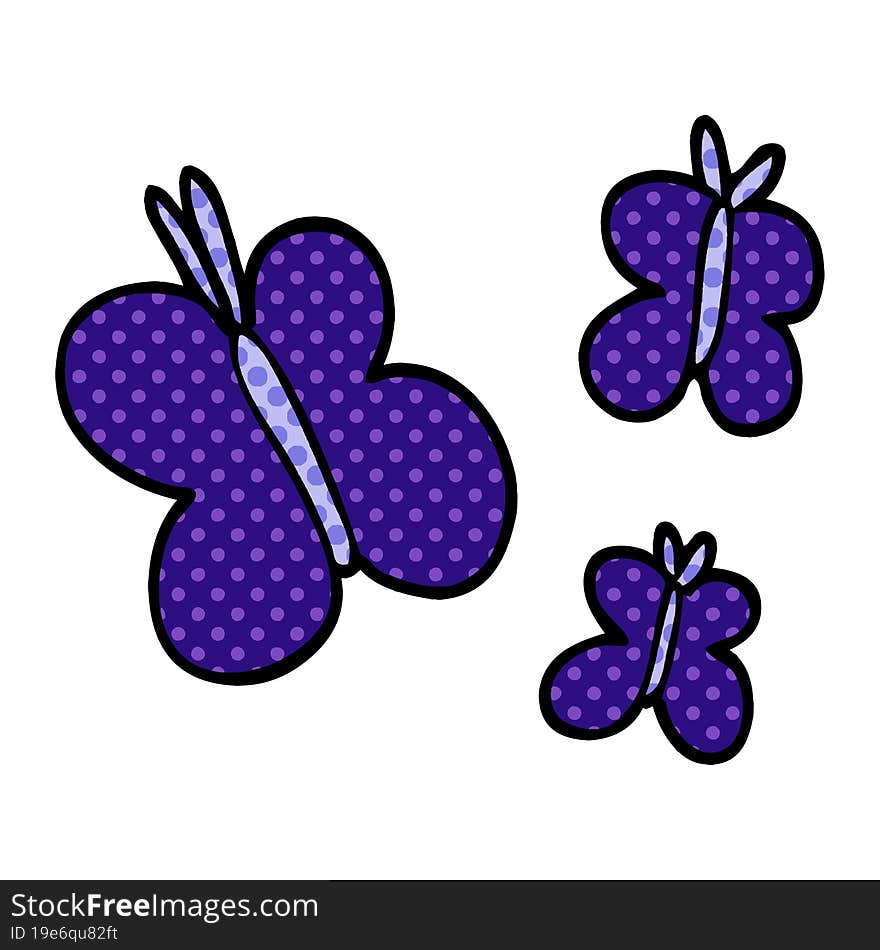 cartoon doodle butterflies