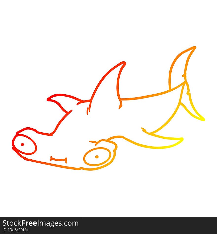 warm gradient line drawing cartoon hammerhead shark