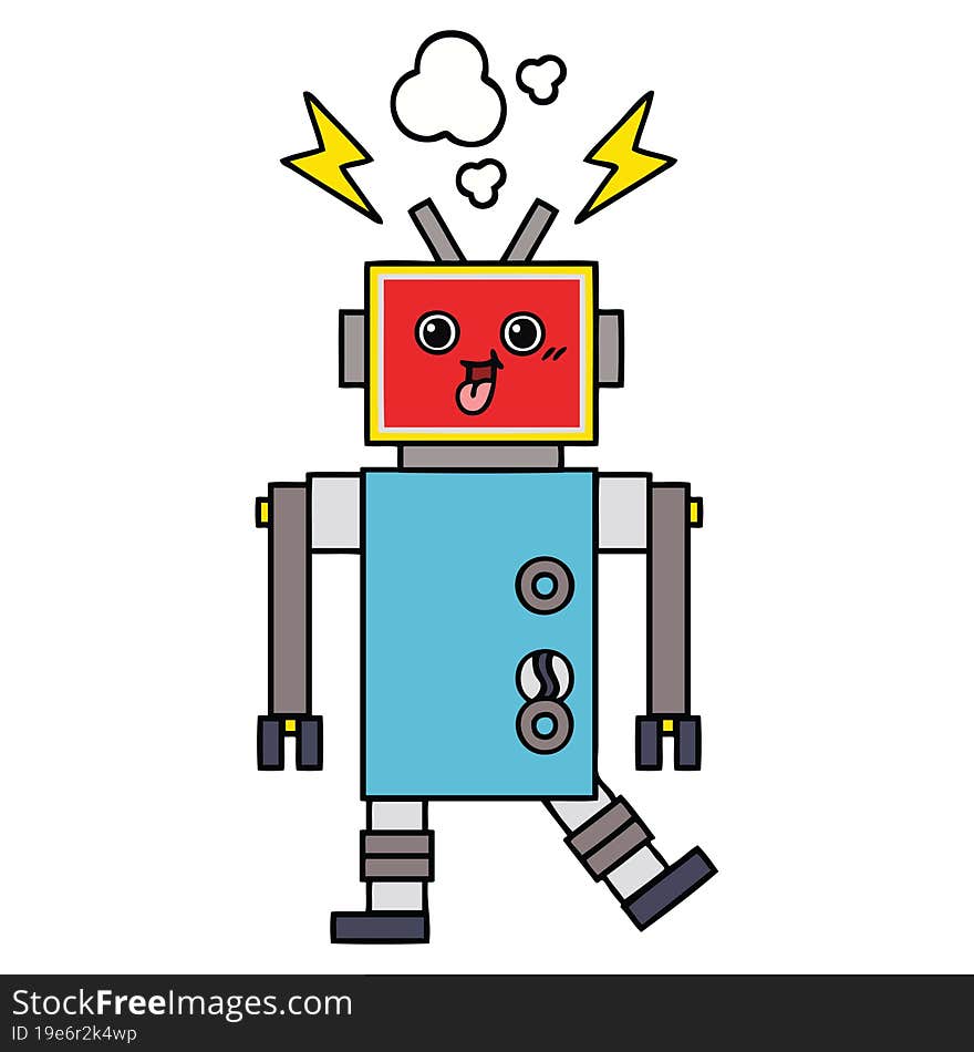 Cute Cartoon Crazed Robot