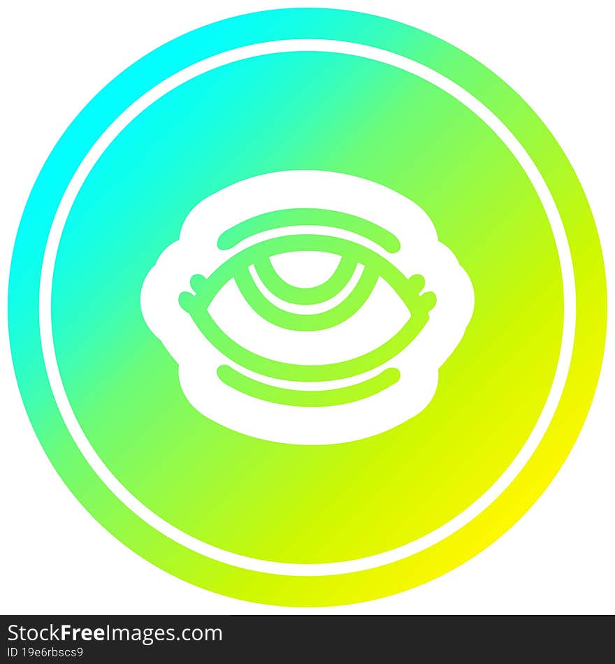 eye symbol circular in cold gradient spectrum