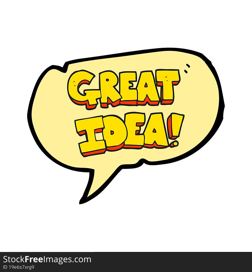 speech bubble cartoon GREAT IDEA symbol