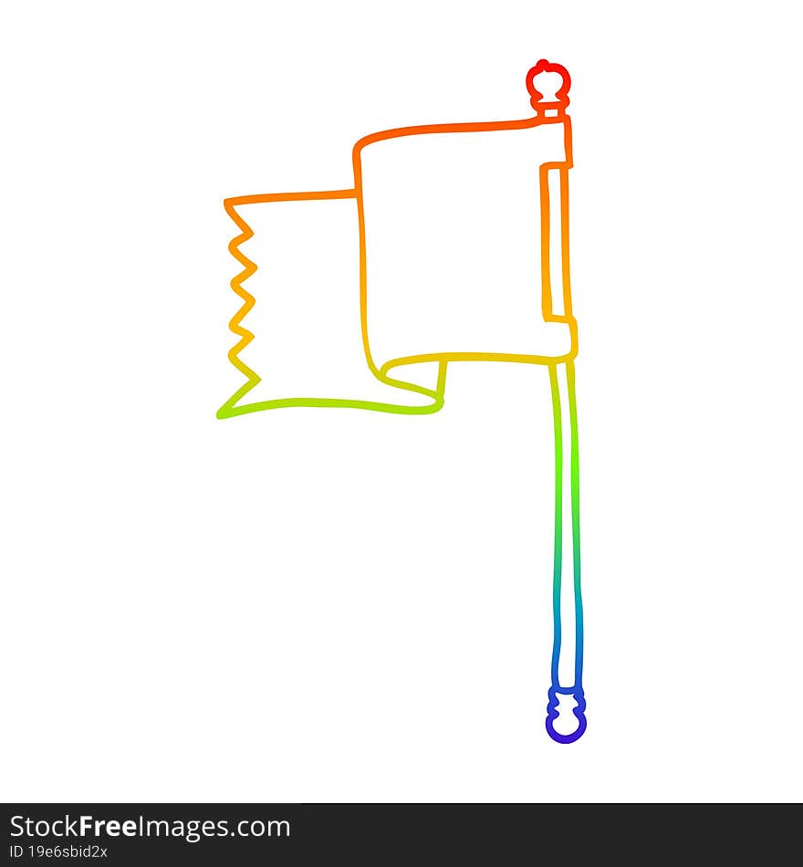 rainbow gradient line drawing cartoon blue flag