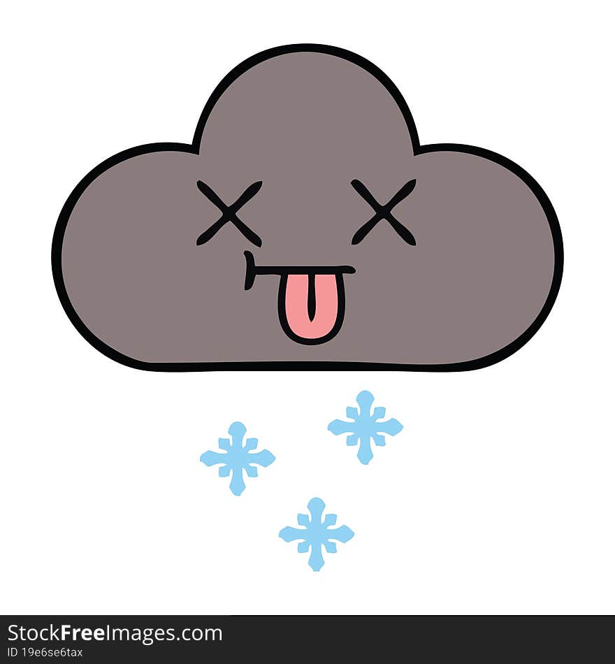 cute cartoon of a storm snow  cloud