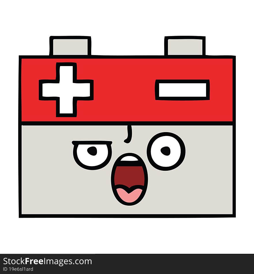 cute cartoon of a car battery. cute cartoon of a car battery