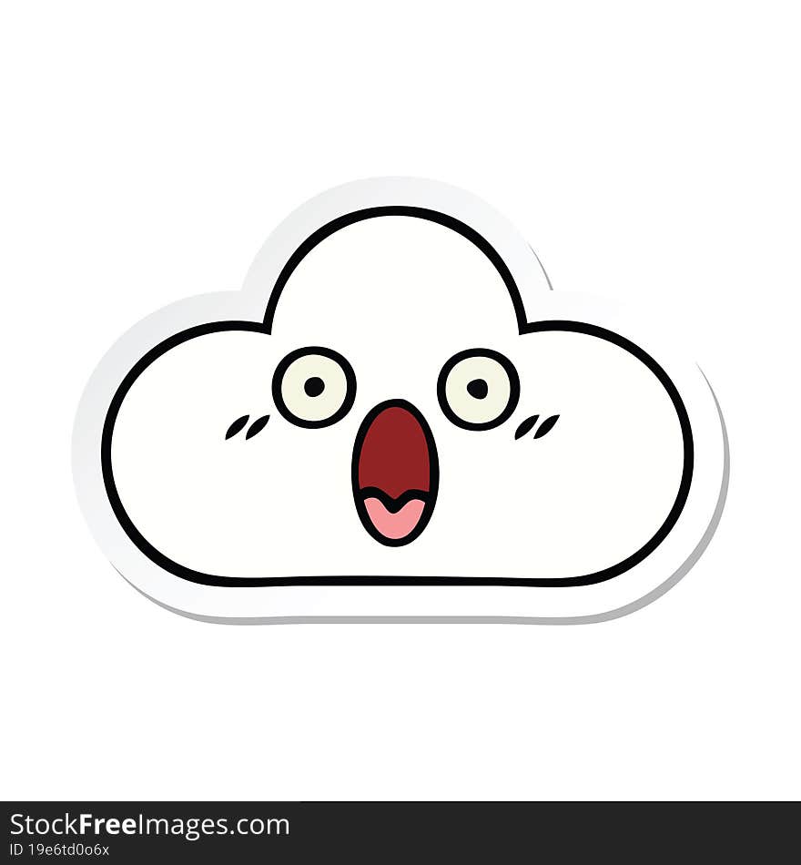 Sticker Of A Cute Cartoon White Cloud