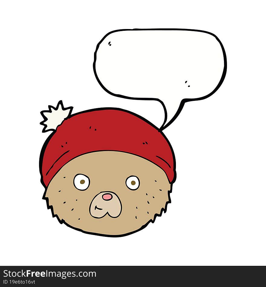 cartoon teddy bear face with speech bubble