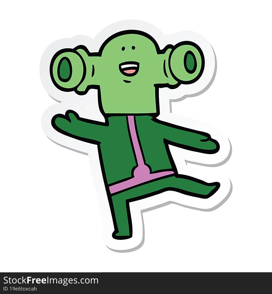 Sticker Of A Friendly Cartoon Alien