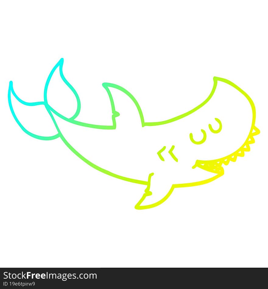 Cold Gradient Line Drawing Cartoon Shark