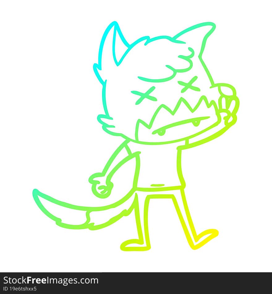 cold gradient line drawing cartoon dead fox