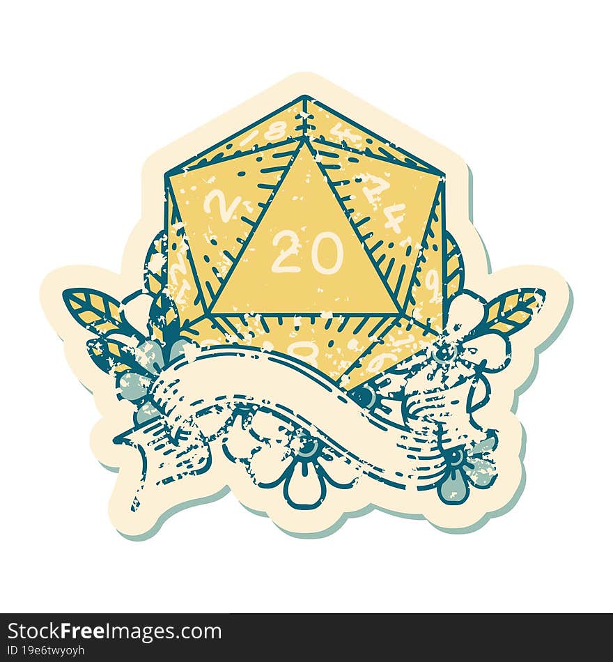 natural twenty D20 dice roll illustration