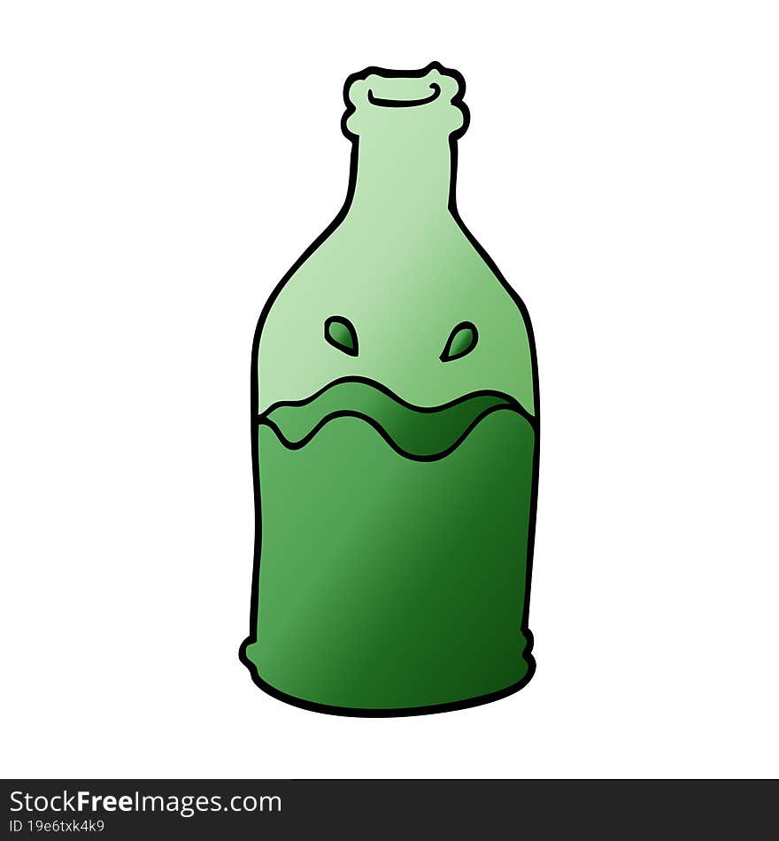 Cartoon Doodle Green Bottle