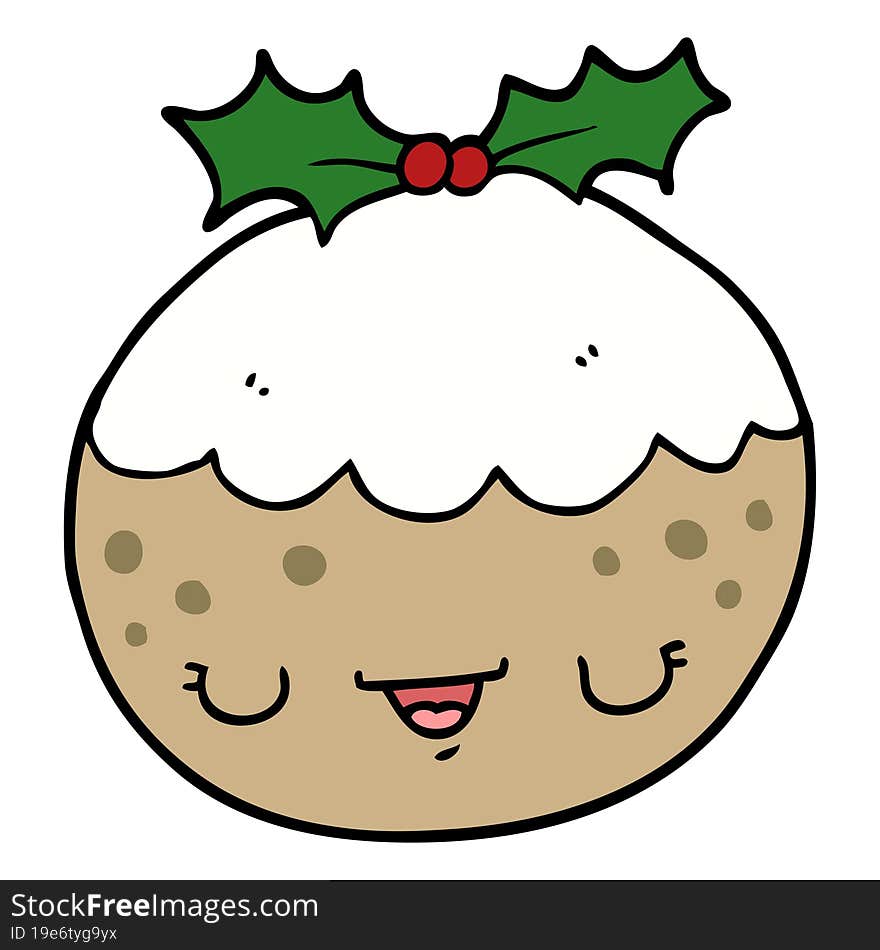 cute cartoon christmas pudding