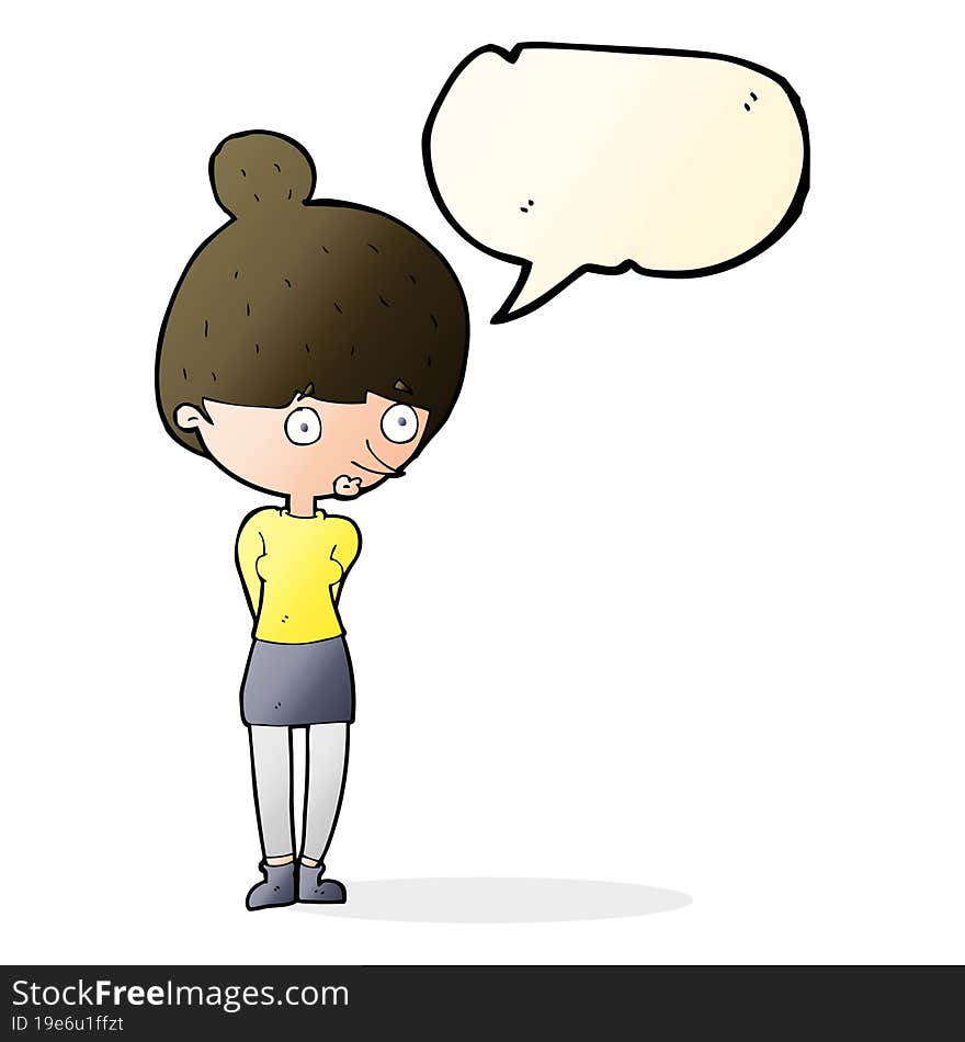 Cartoon Woman Staring With Speech Bubble