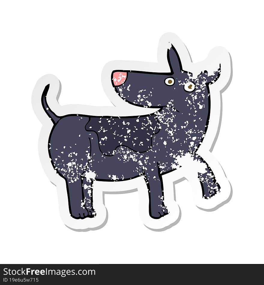 retro distressed sticker of a funny cartoon dog