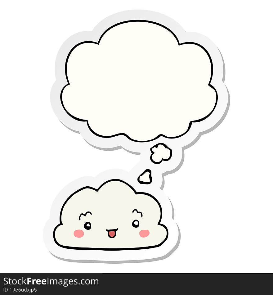 cartoon cloud and thought bubble as a printed sticker