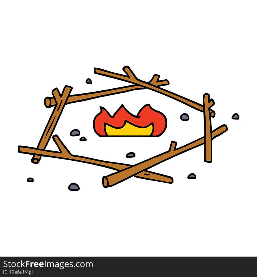 hand drawn cartoon doodle of a camp fire