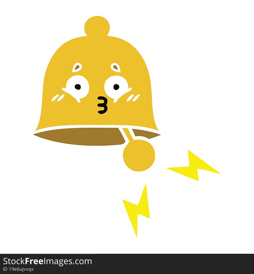 flat color retro cartoon of a ringing bell