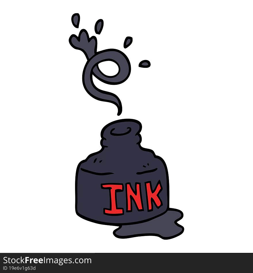 cartoon doodle spilled ink bottle