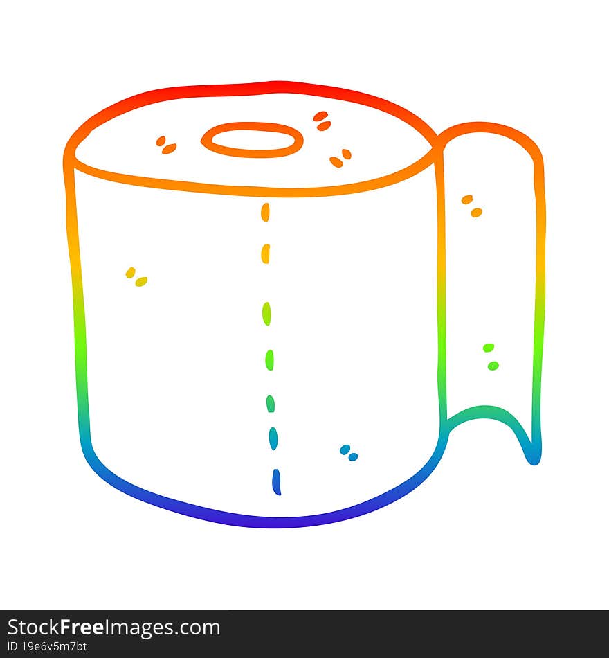 rainbow gradient line drawing cartoon toilet roll