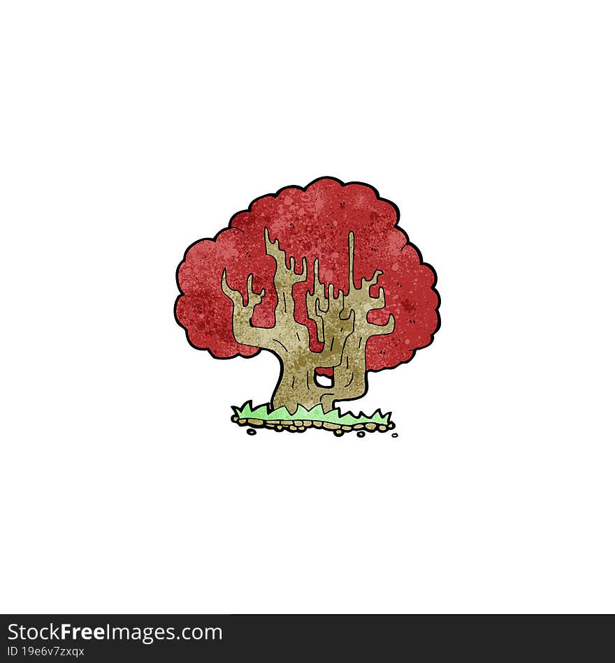 cartoon tree with red leaves