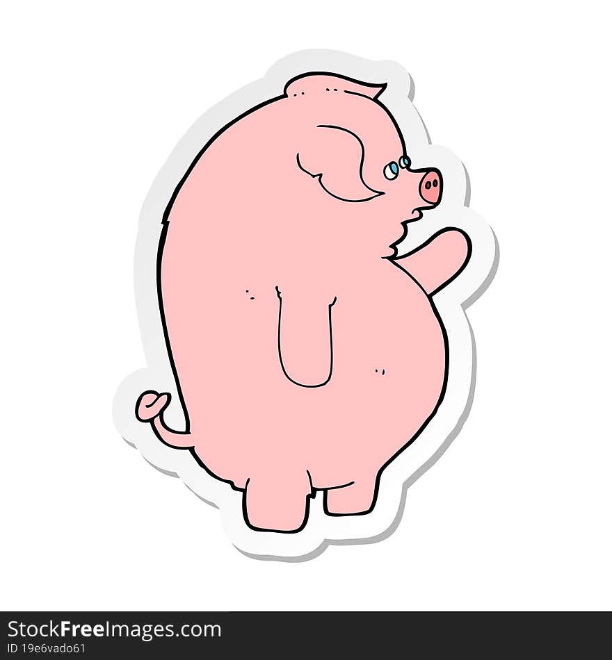 sticker of a cartoon fat pig