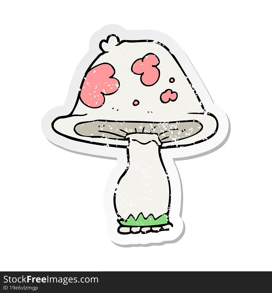 retro distressed sticker of a cartoon mushroom