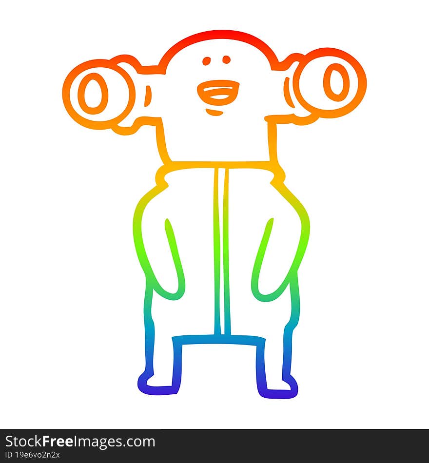 rainbow gradient line drawing friendly cartoon alien