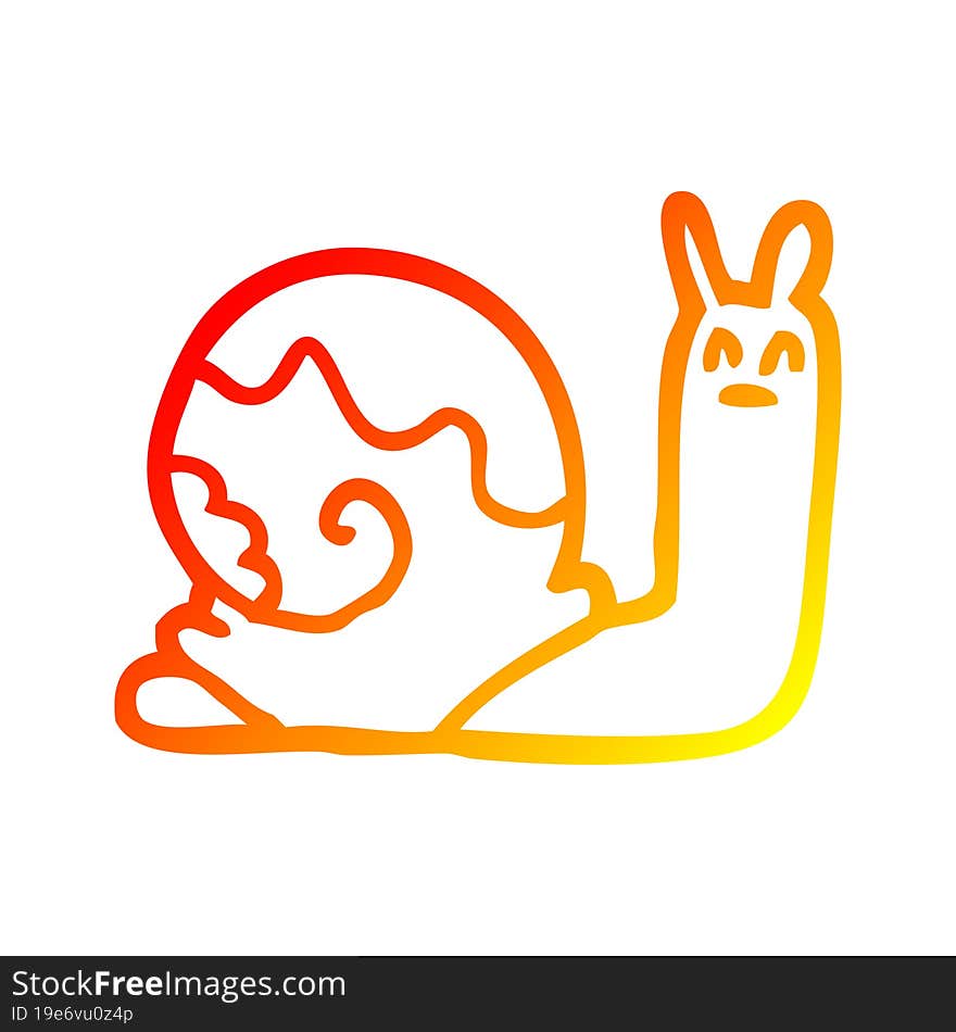 warm gradient line drawing cartoon snail