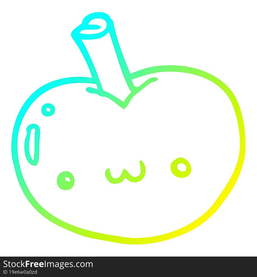 cold gradient line drawing cartoon apple