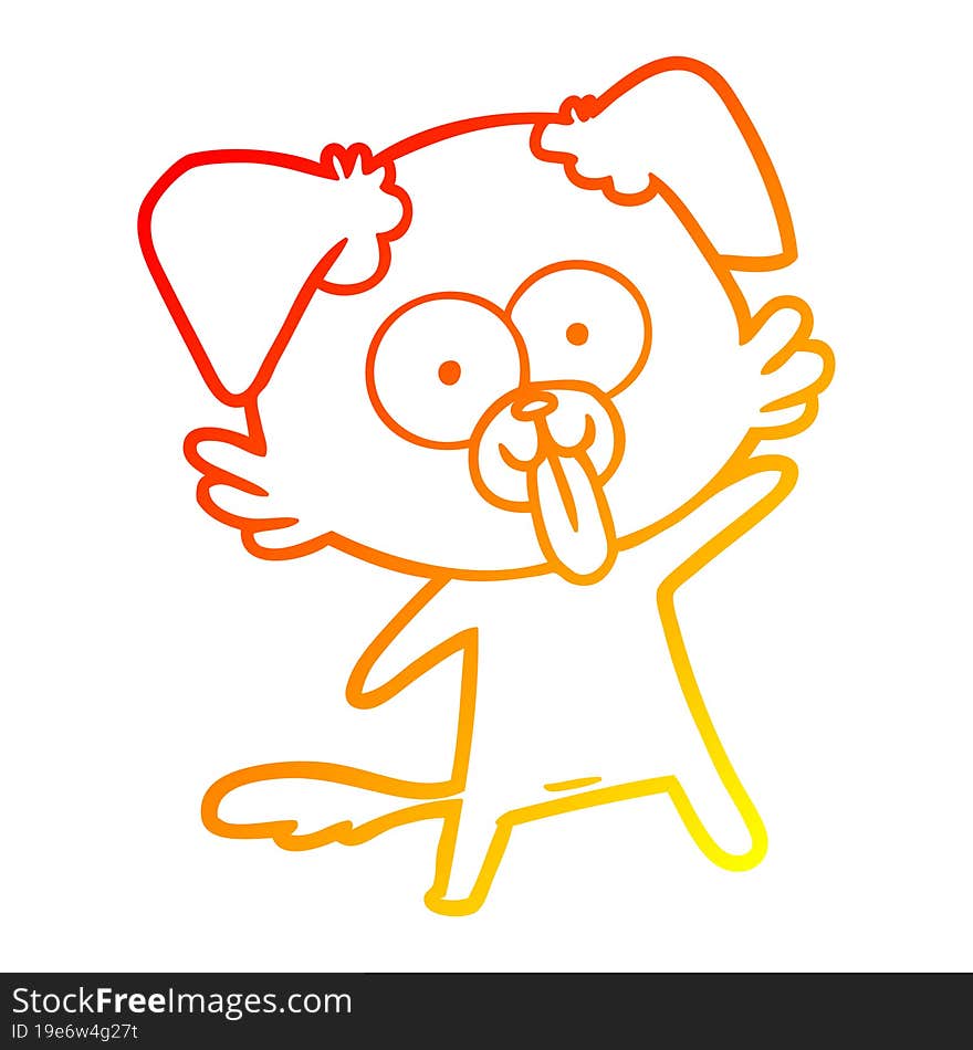 warm gradient line drawing of a cartoon dog with tongue sticking out