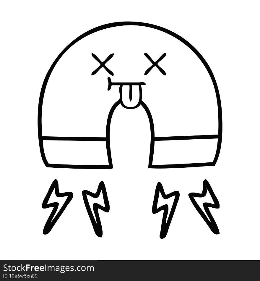 line drawing cartoon of a magnet. line drawing cartoon of a magnet