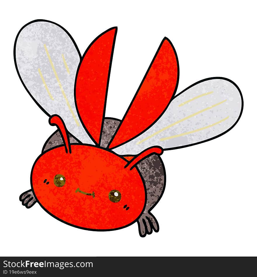 quirky hand drawn cartoon flying beetle