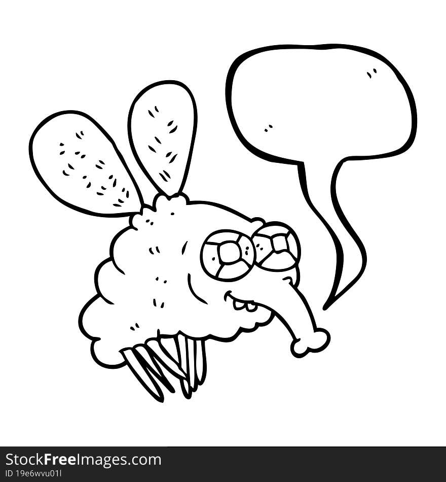 freehand drawn speech bubble cartoon fly