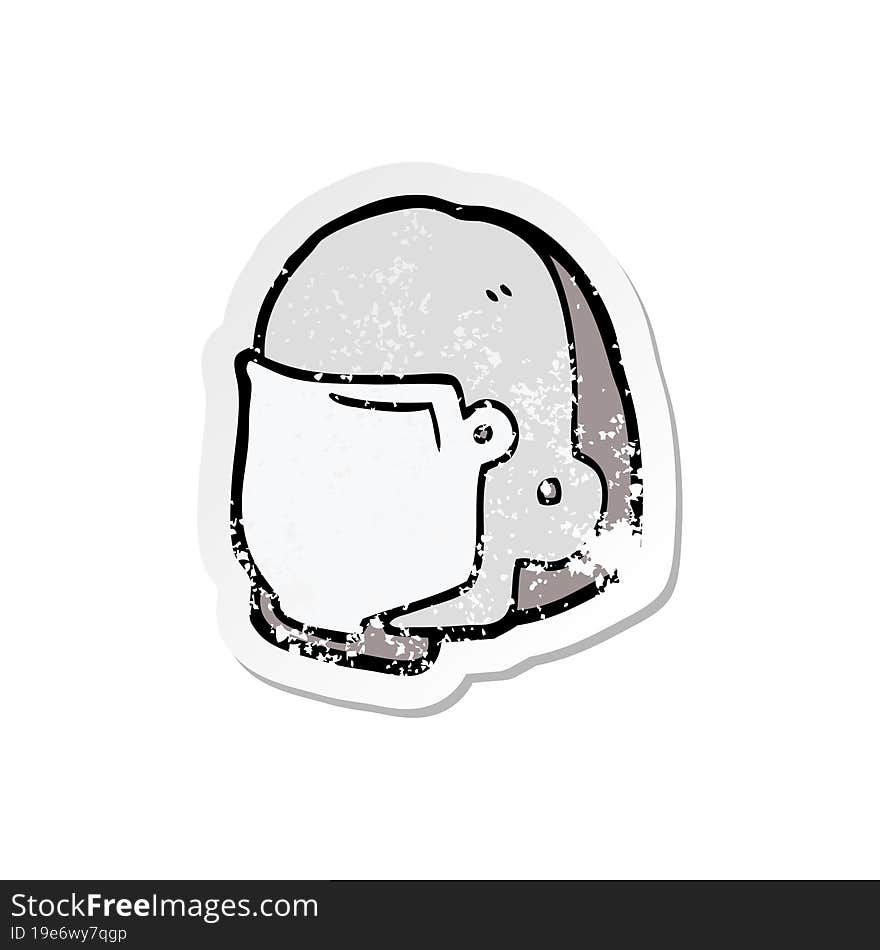 distressed sticker of a cartoon space helmet