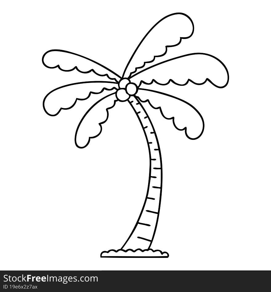 quirky line drawing cartoon palm tree