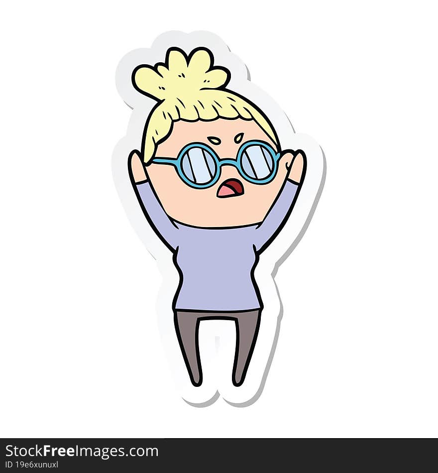 Sticker Of A Cartoon Annoyed Woman