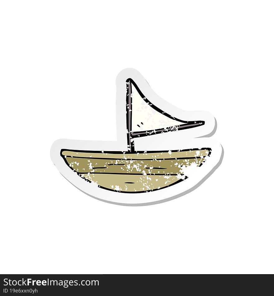 retro distressed sticker of a cartoon boat