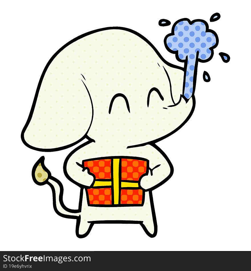 cute cartoon elephant spouting water. cute cartoon elephant spouting water