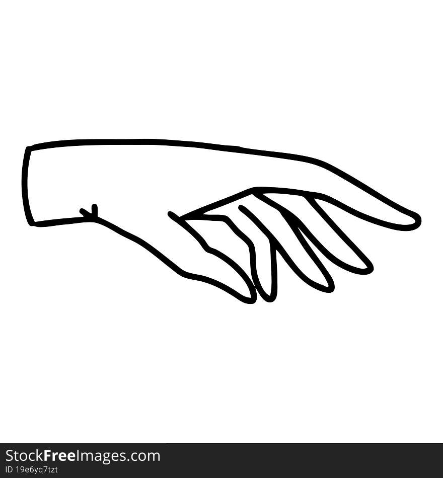 Black Line Tattoo Of A Hand