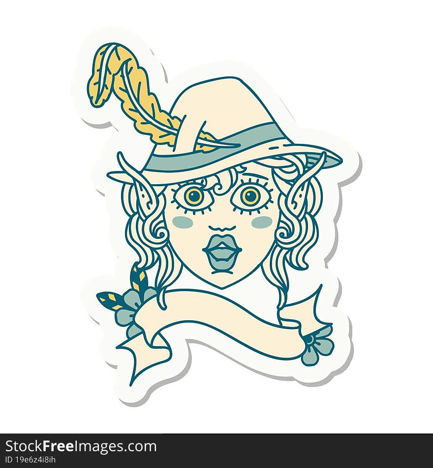 elf bard character face sticker