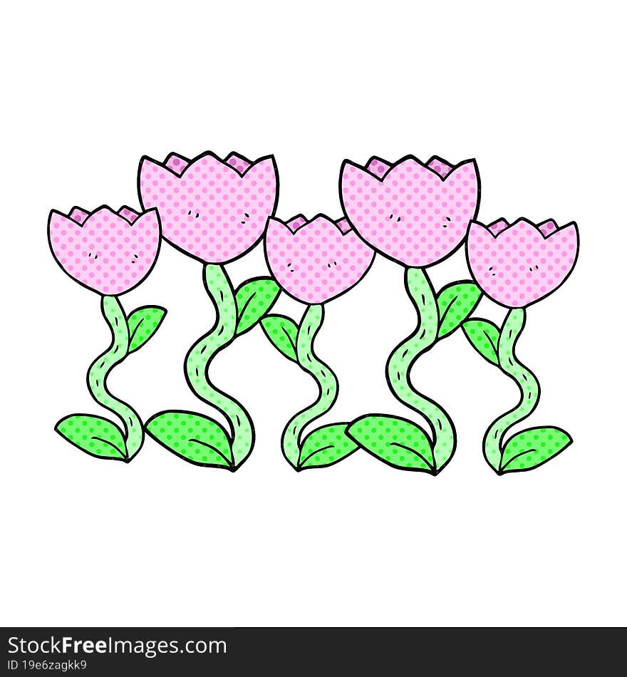 freehand cartoon drawing of flowers. freehand cartoon drawing of flowers