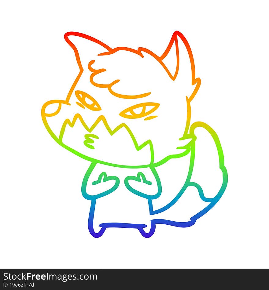 rainbow gradient line drawing clever cartoon fox