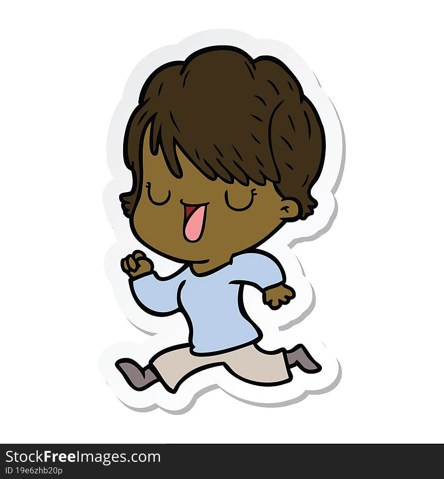 Sticker Of A Cartoon Woman Talking