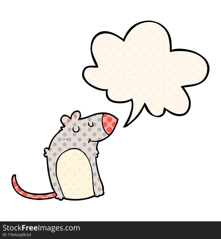 cartoon fat rat with speech bubble in comic book style