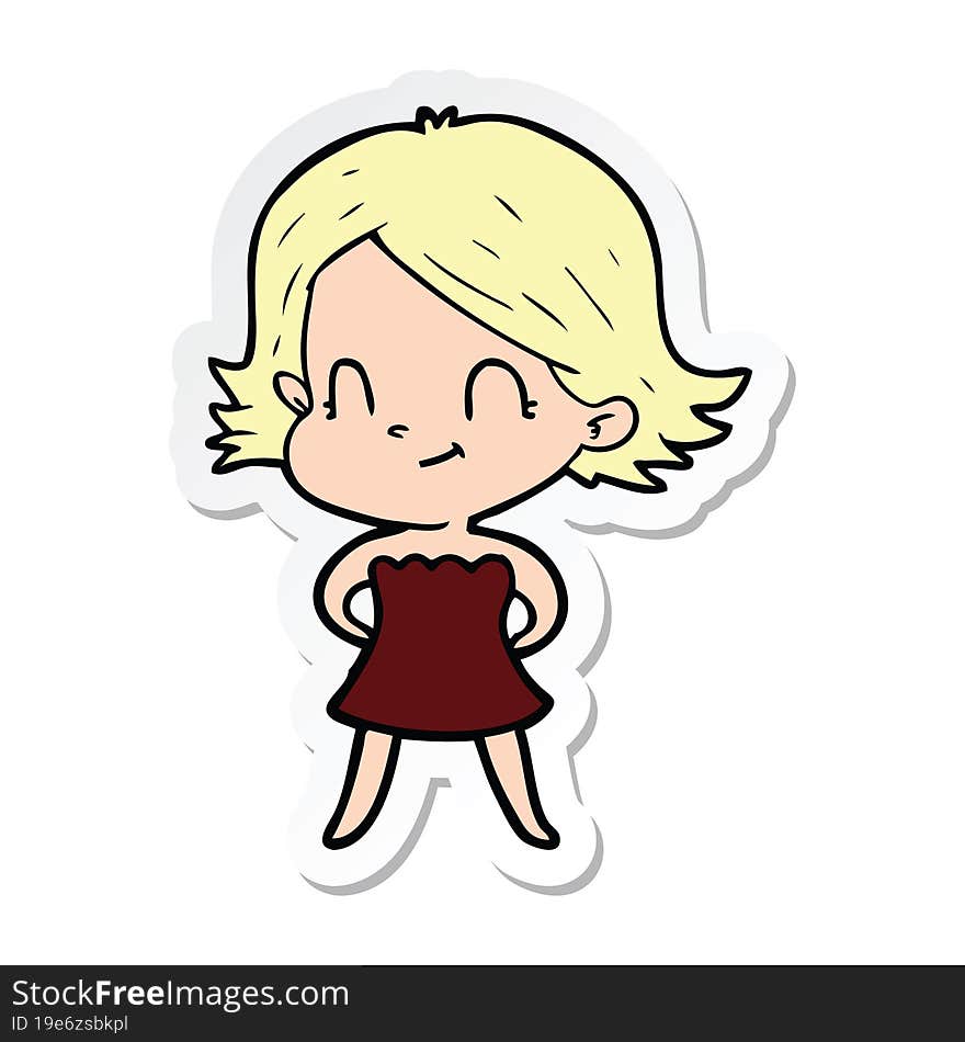 sticker of a cartoon friendly girl