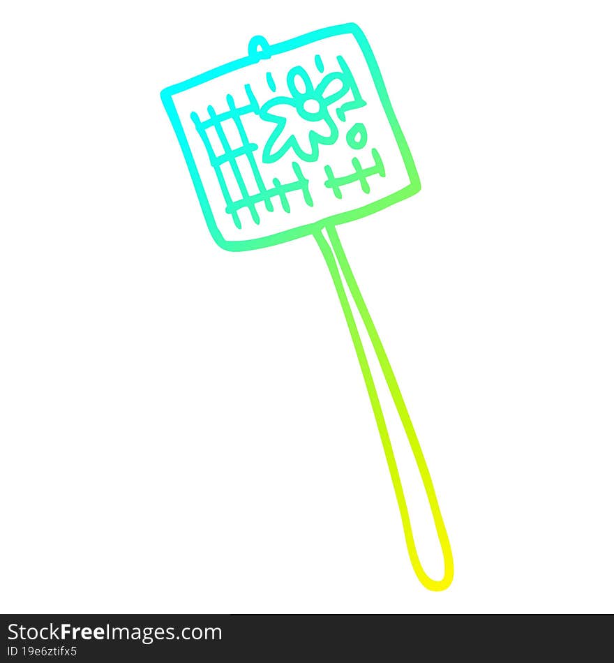 cold gradient line drawing of a cartoon fly swatter