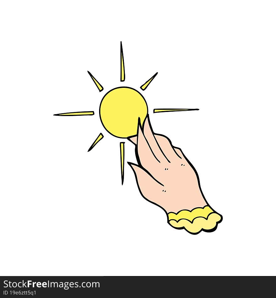 cartoon hand reaching for sun